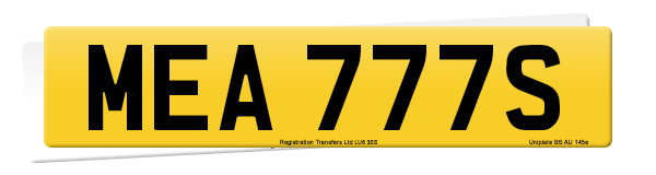 Registration number MEA 777S